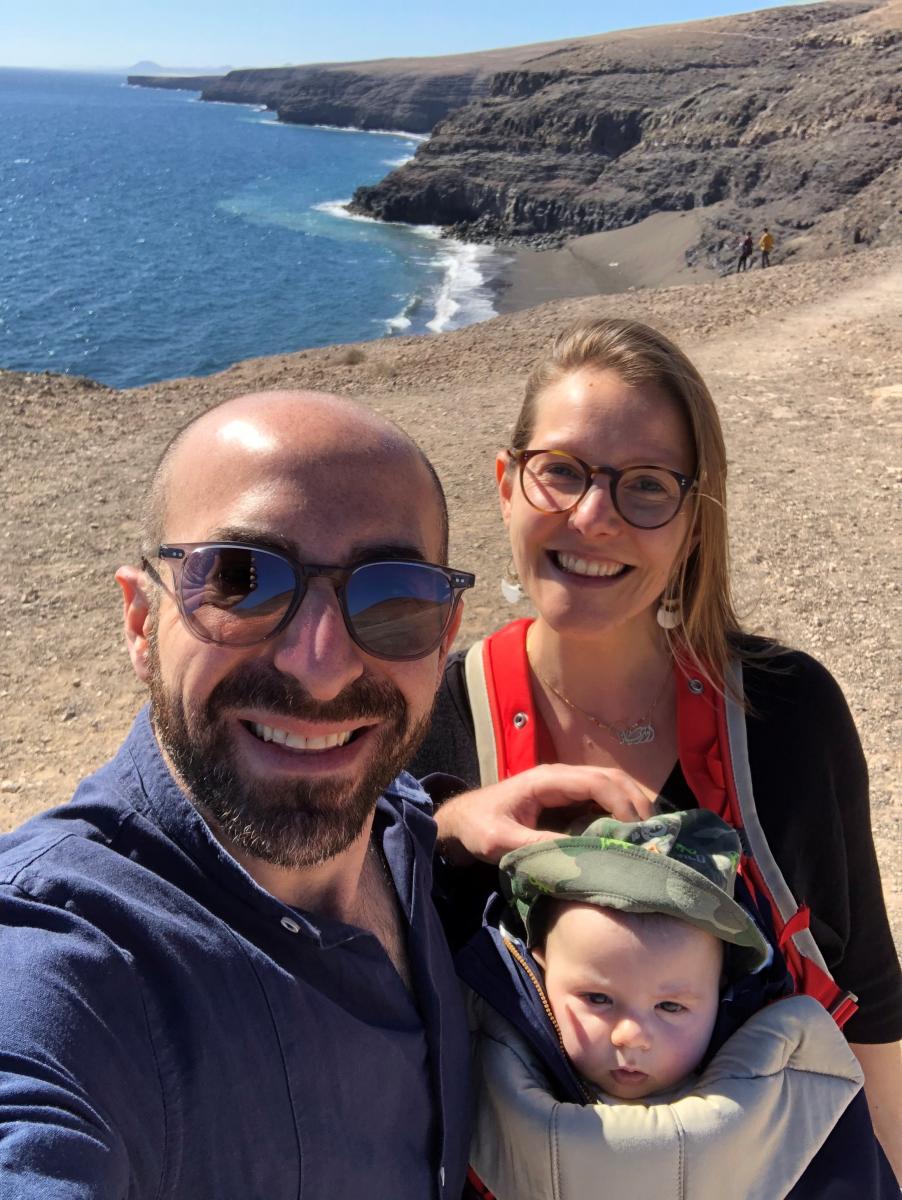 Dr. Aftimos on vacation with his wife and their baby son.