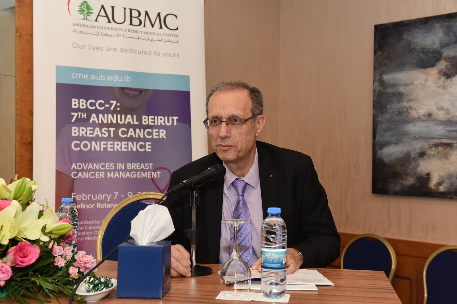 Dr. El Saghir at the microphone during a BBCC-7 session.