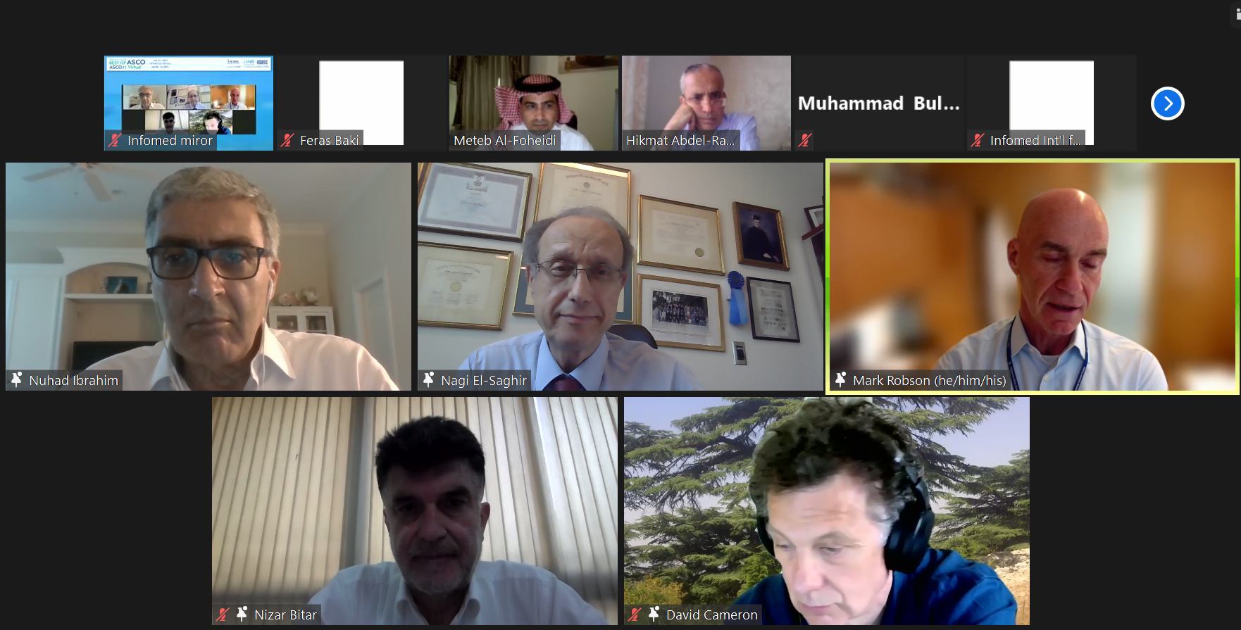 Best of ASCO Lebanon chairs and faculty during the breast cancer discussion on Zoom