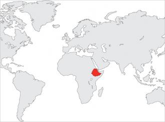 world map with Ethiopia highlighted