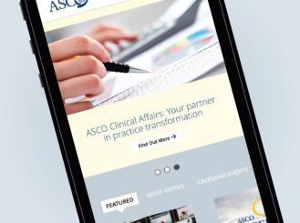ASCO.org site shown on a mobile device