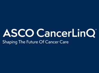 ASCO CancerLinQ logo on blue background