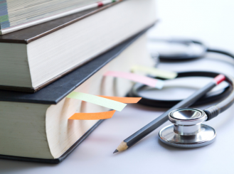 stock image of medical books