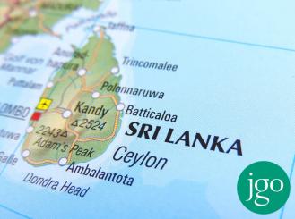 Sri Lanka on globe