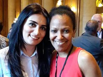 Dr. Talibova with her co-mentor, Dr. Efebera, during the World Oncology Leaders Reunion at the ASCO Annual Meeting