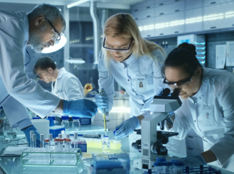 stock image of doctors conducting research