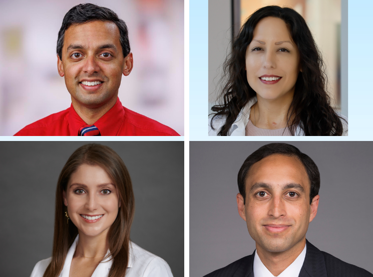 headshots of Drs. Rahul Banerjee, Dionisia Quiroga, Cristina DeCesaris, and Neal Bhutiani