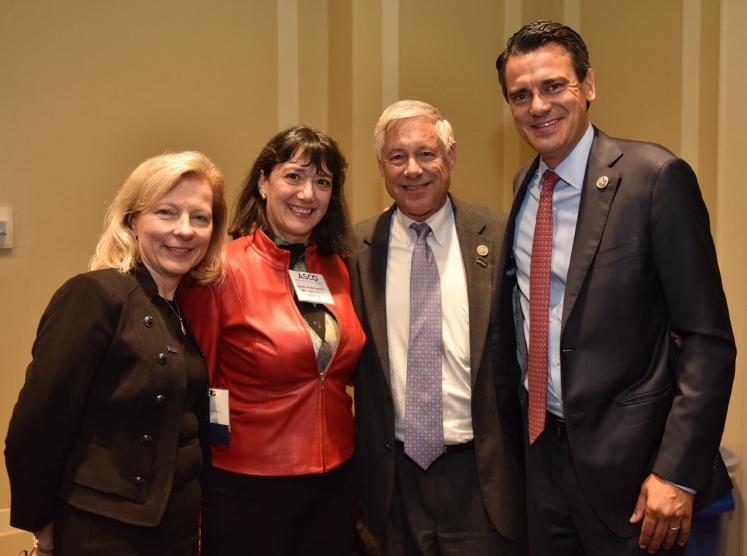 Dr. Robin Zon, Dr. Monica M. Bertagnolli, Rep. Fred Upton, and Rep. Kevin Yoder at the 2018 ASCO Advocacy Summit