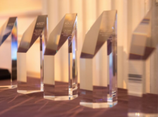 Display of crystal engraved awards