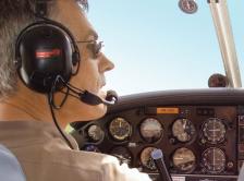Dr. Verweij at the controls of a Cessna