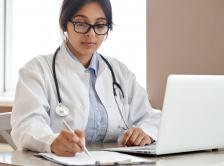 Stock photo of doctor studying