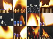 composite of match sticks burning at different levels