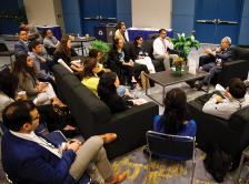 Dr. Joseph R. Bertino leads a discussion in the Trainee & Early-Career Oncologist Member Lounge in 2017