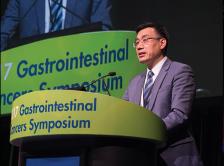 Photo of Dr. Jiping Wang presenting at the 2017 GI Cancers Symposium